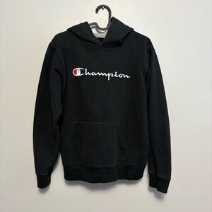 Kids Champion Black Pullover Hoodie Size XL Fitted